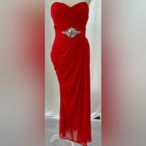 ADRIANNA PAPELL draped strapless GOWN DRESS